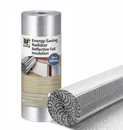 Radiator Reflector Foil 5m x 60cm – Heat Reflective Insulation Roll for Radiators