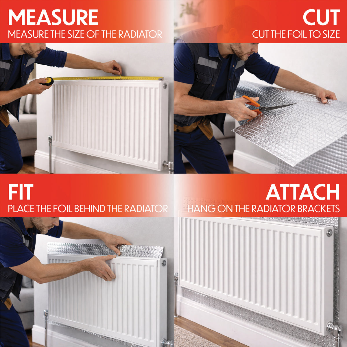 Radiator Reflector Foil 5m x 60cm – Heat Reflective Insulation Roll for Radiators