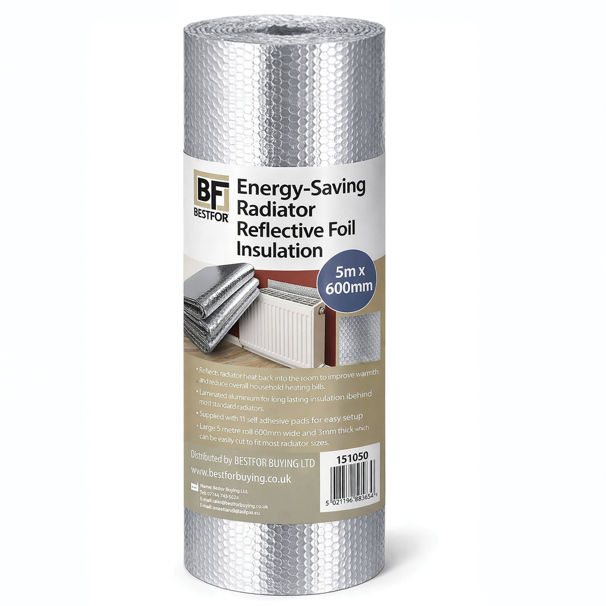 Radiator Reflector Foil 5m x 60cm – Heat Reflective Insulation Roll for Radiators