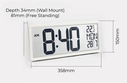 Large Digit Alarm Clock (White)