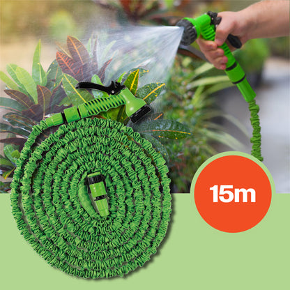 Bestfor Extra Flexible Expandable Garden Hose Pipe With 7 Function Spray Nozzle (15m)