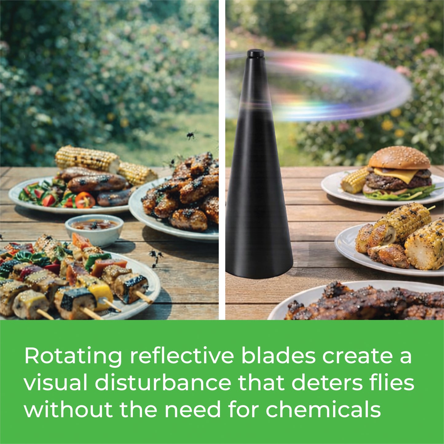 Fly Repellent Table Fans Set of 2 | Battery Powered Fly Deterrent for BBQs & Outdoor Dining