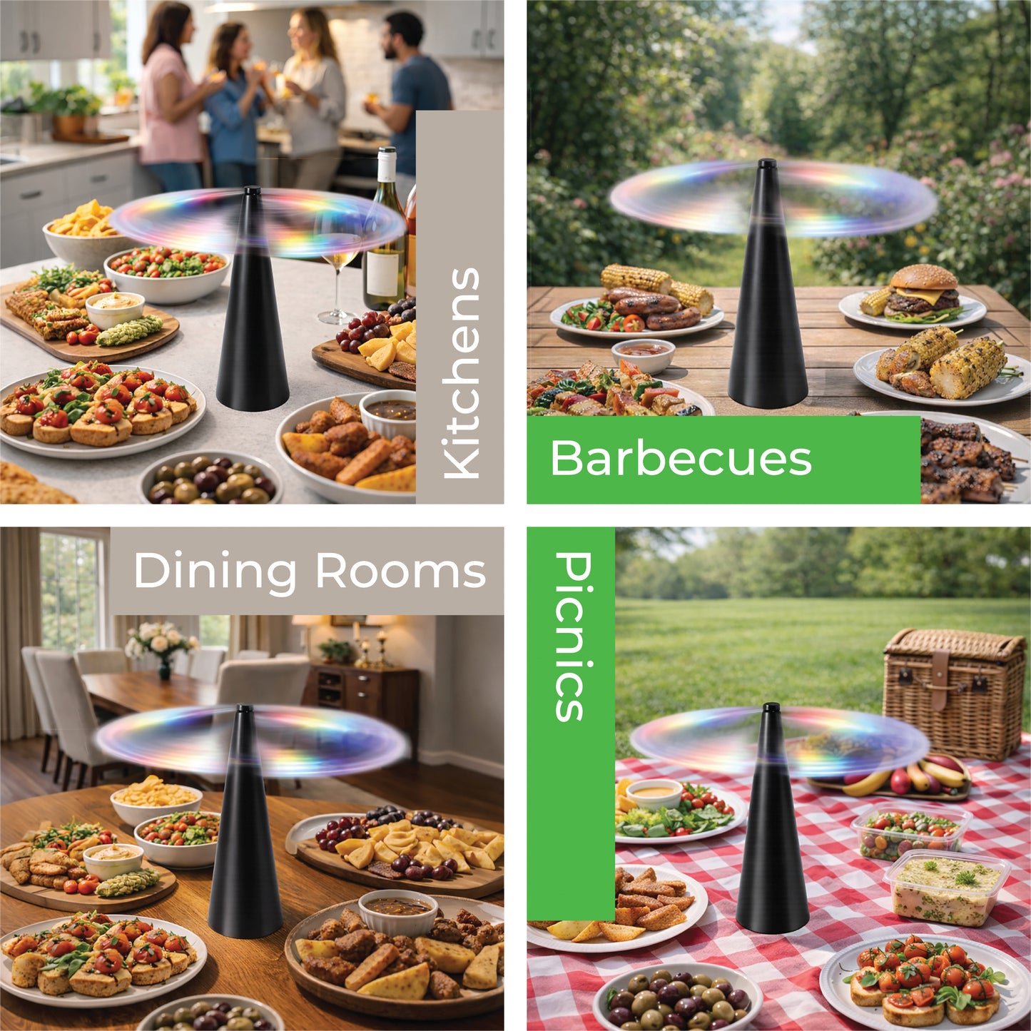 Fly Repellent Table Fans Set of 2 | Battery Powered Fly Deterrent for BBQs & Outdoor Dining