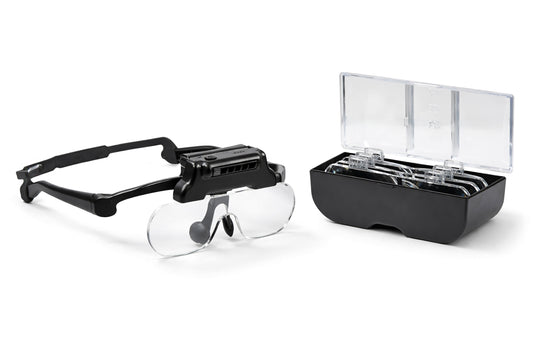 LED Head Mount Magnifier Glasses with 4 Detachable Lenses