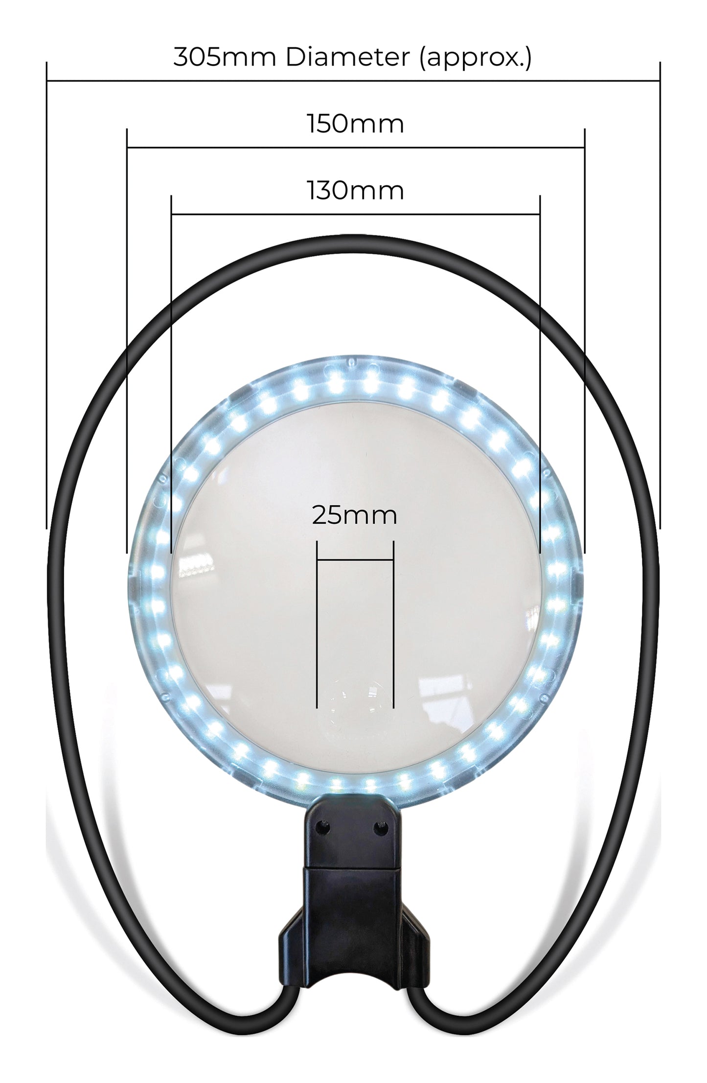 Illuminated Hands Free Magnifying Glass Round