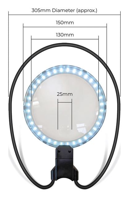 Illuminated Hands Free Magnifying Glass Round