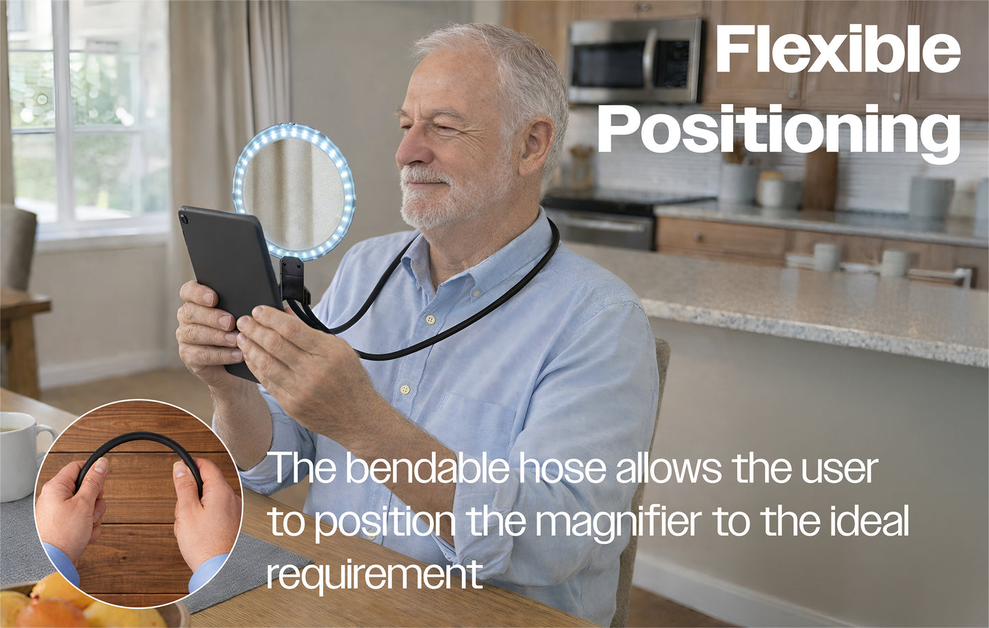 Illuminated Hands Free Magnifying Glass Round