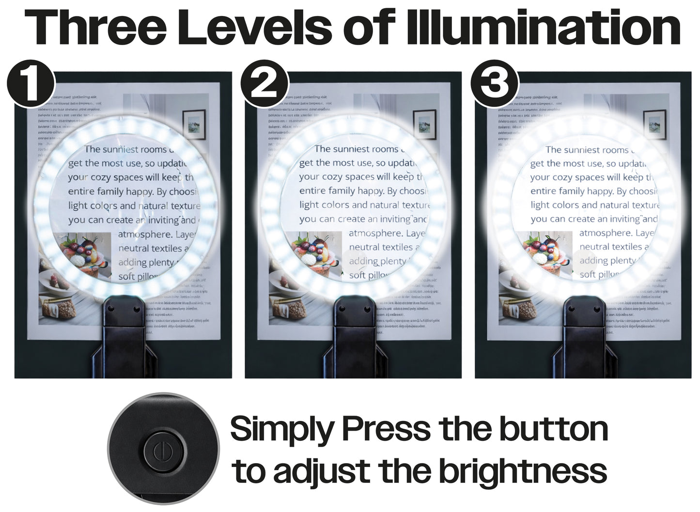 Illuminated Hands Free Magnifying Glass Round