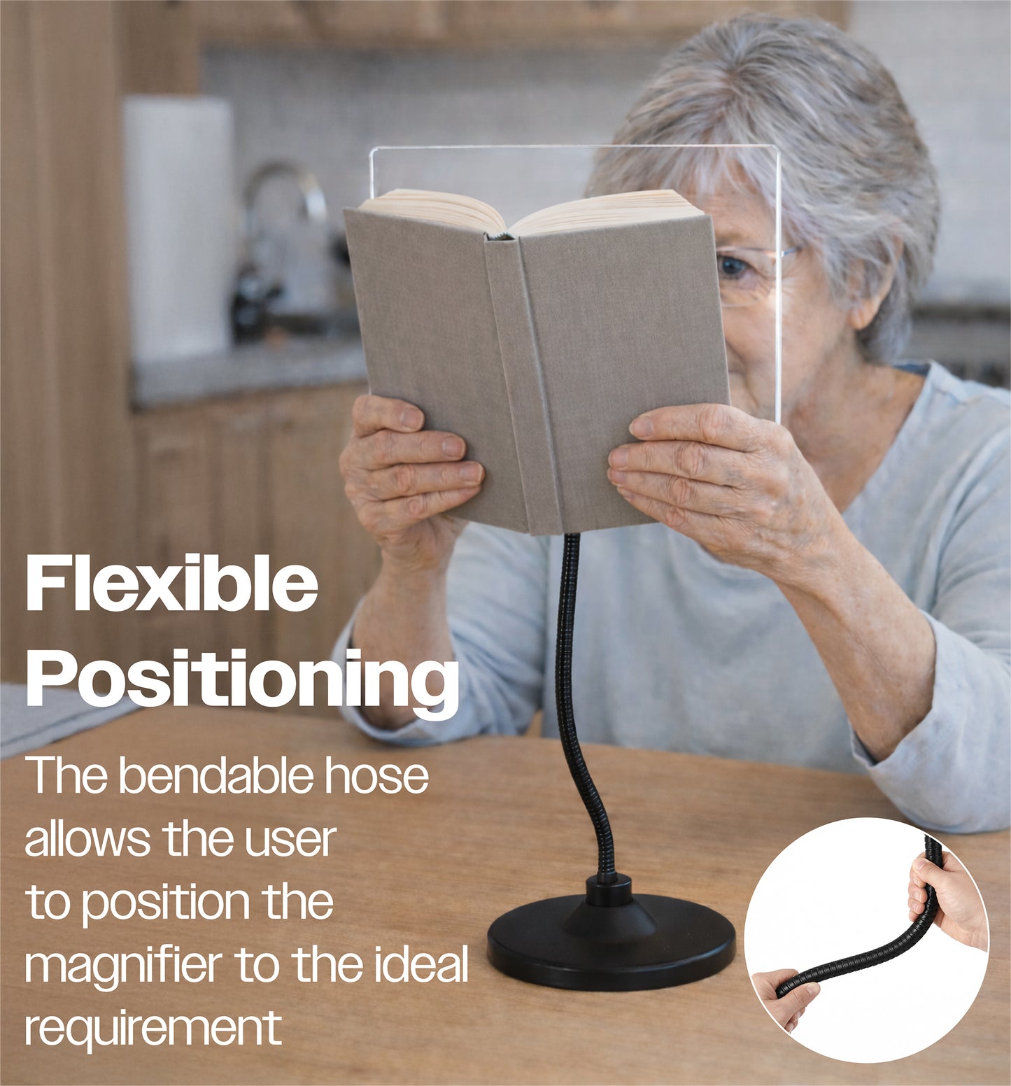 Large Hands Free Magnifier with Gooseneck Stability Stand
