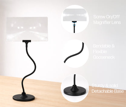 Large Hands Free Magnifier with Gooseneck Stability Stand