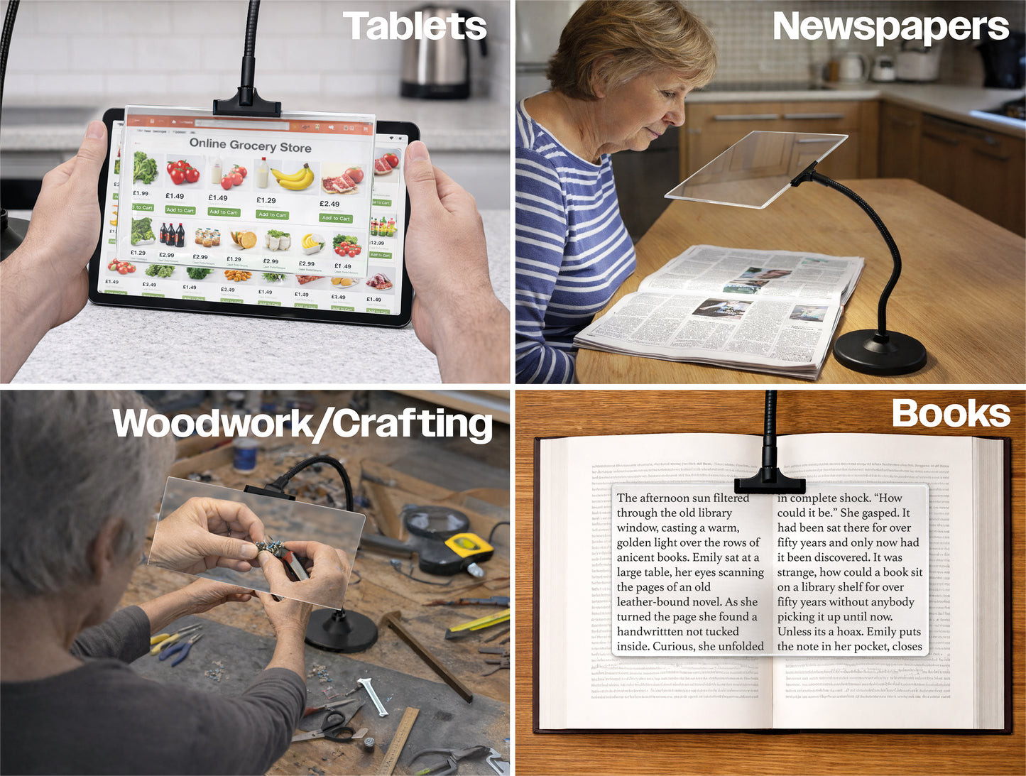 Large Hands Free Magnifier with Gooseneck Stability Stand