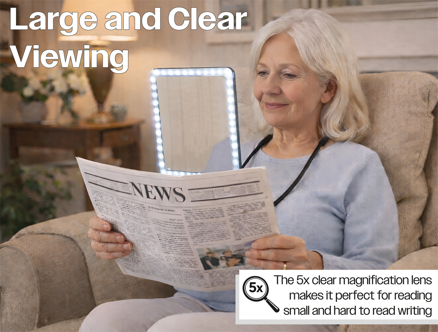 Neck Worn LED Illuminated Hands Free Magnifier