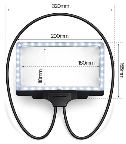Bestfor LED Illuminated Hands‑Free Magnifier for Reading, Crafting & Hobbies – 5x Magnification