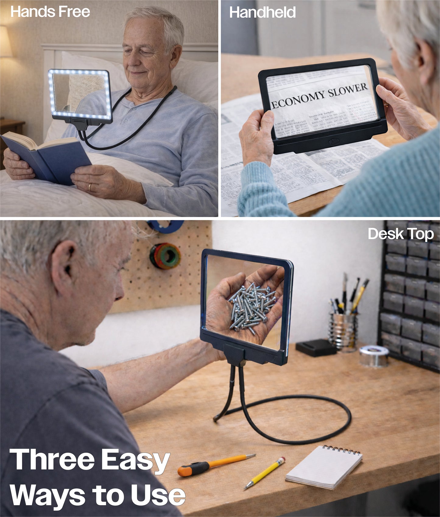 Bestfor LED Illuminated Hands‑Free Magnifier for Reading, Crafting & Hobbies – 5x Magnification