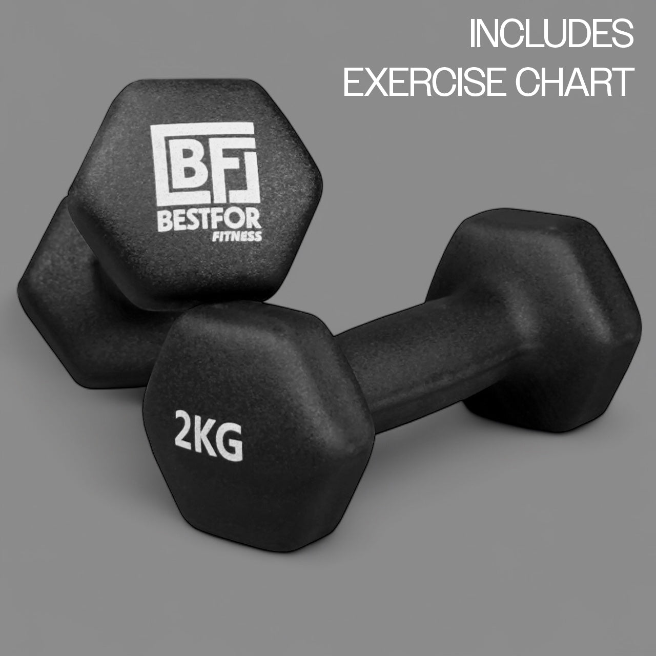 Bestfor 2kg Hex Neoprene Dumbbell Set (Pair)