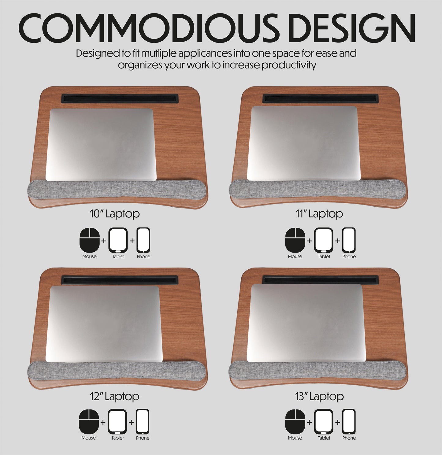 Wooden Laptop Tray with Cushion