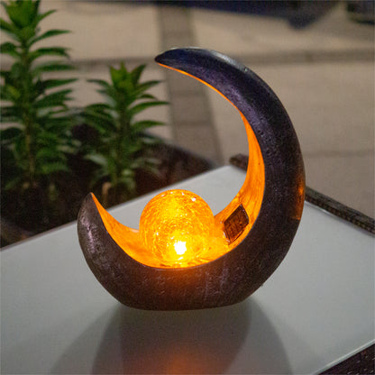 Solar Powered Resin Lamp -Crescent Moon
