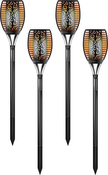 Solar Powered Torch Lights with Realistic Flickering Flame Effect - Pack of 4