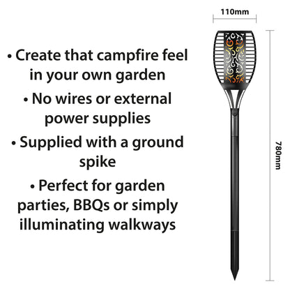 Solar Powered Torch Lights with Realistic Flickering Flame Effect - Pack of 4