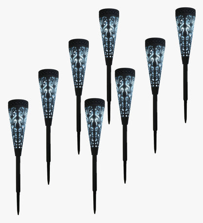 LED Solar Powered Multi Coloured Garden Torch Stake Light - Pack of 8