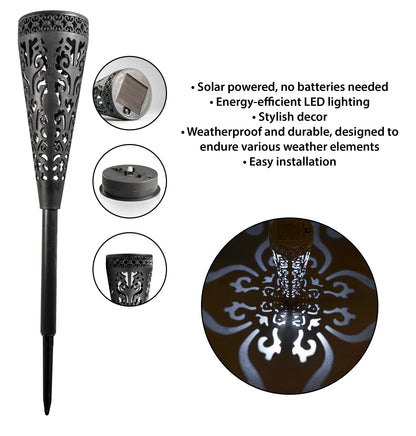 LED Solar Powered Multi Coloured Garden Torch Stake Light - Pack of 8
