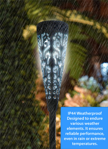 LED Solar Powered Multi Coloured Garden Torch Stake Light - Pack of 8