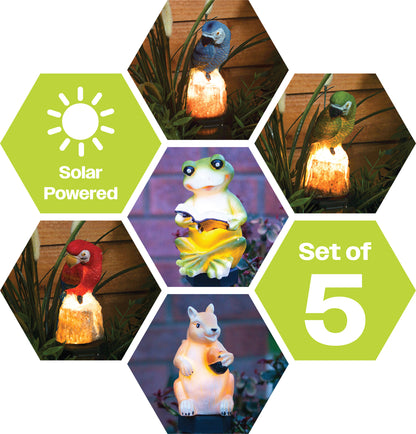 LED Solar Powered Animal Themed Garden Waterproof Lamp Lights (Set of 5)