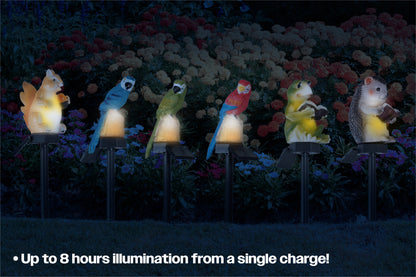 LED Solar Powered Animal Themed Garden Waterproof Lamp Lights (Set of 6)