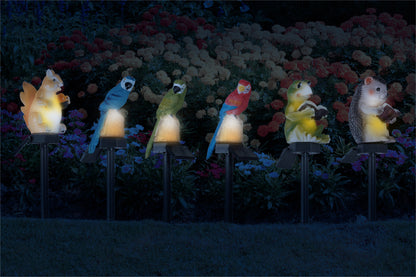 LED Solar Powered Animal Themed Garden Waterproof Lamp Lights (Set of 6)
