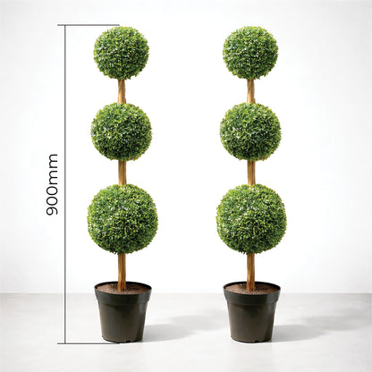 Artificial Topiary Triple Ball Tree 90cm - Pack of 2