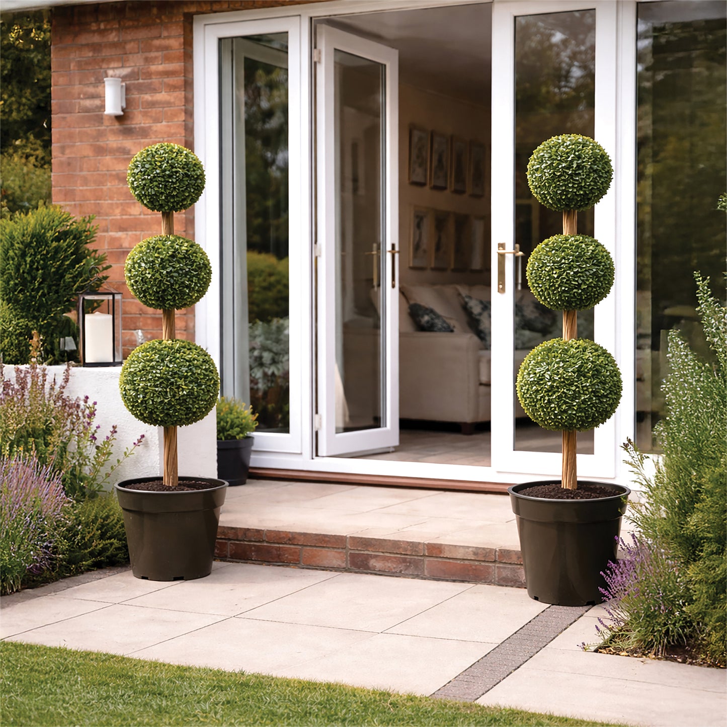 Artificial Topiary Triple Ball Tree 90cm - Pack of 2