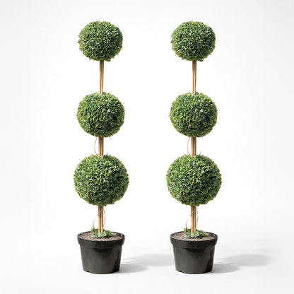 Artificial Topiary Triple Ball Tree 120cm - Pack of 2