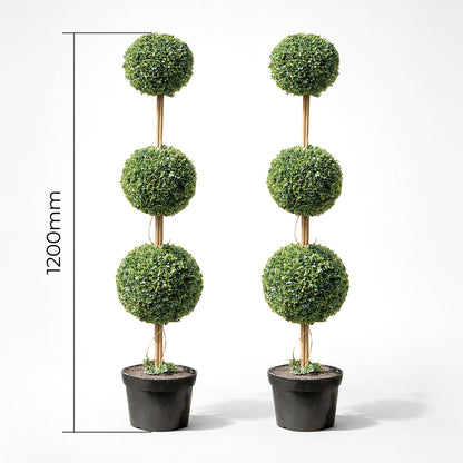 Artificial Topiary Triple Ball Tree 120cm - Pack of 2