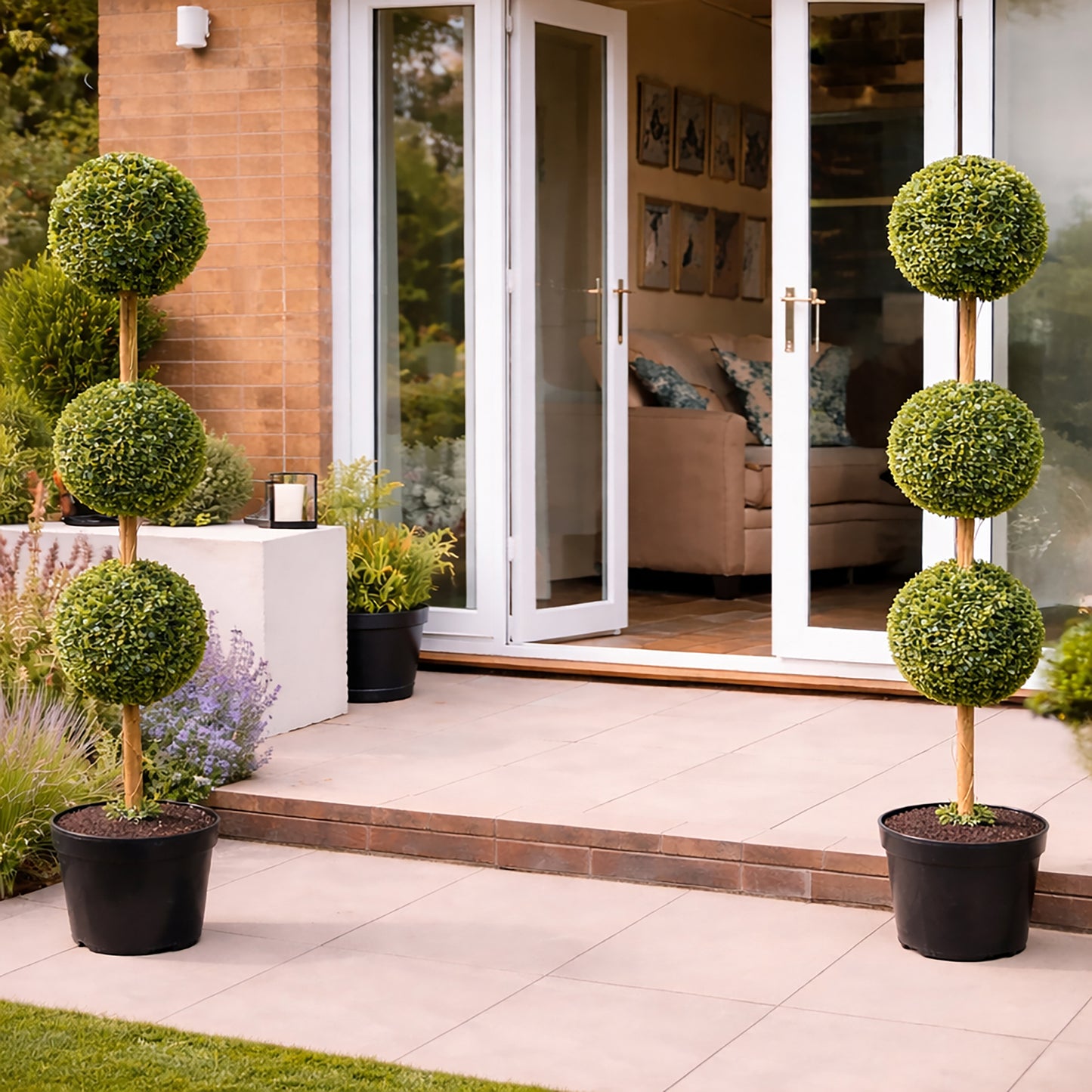 Artificial Topiary Triple Ball Tree 120cm - Pack of 2