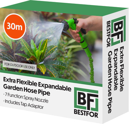 Bestfor Extra Flexible Expandable Garden Hose Pipe With 7 Function Spray Nozzle (30m)