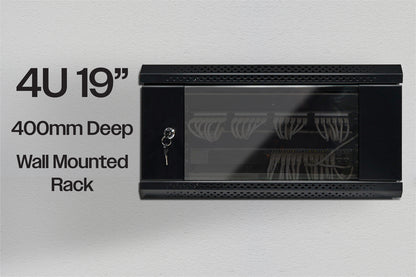 4U 19" Wall Mountable / Desktop 400mm Deep Flatpack Self Assembly Welded Steel Rack