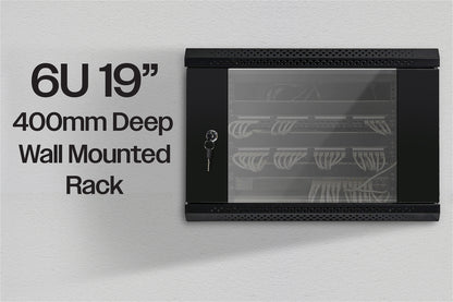 6U 19" Wall Mountable / Desktop 400mm Deep Flatpack Self Assembly Welded Steel Rack