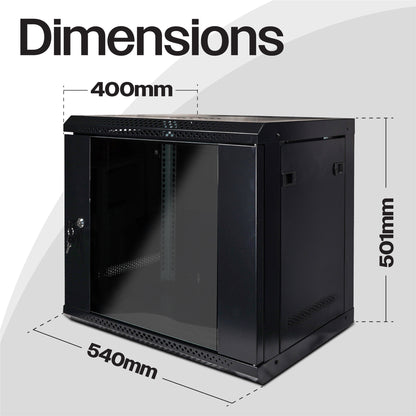 9U 19" Wall Mountable / Desktop 400mm Deep Flatpack Self Assembly Welded Steel Rack