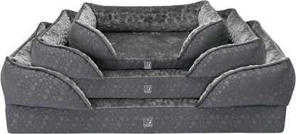 Orthopedic Couch Pet Bed with Egg Crate Bamboo and Memory Foam, Large - Charcoal