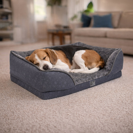 Orthopedic Couch Pet Bed with Egg Crate Bamboo and Memory Foam, Medium - Charcoal
