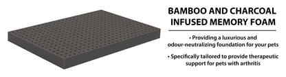Orthopedic Couch Pet Bed with Egg Crate Bamboo and Memory Foam, Medium - Charcoal