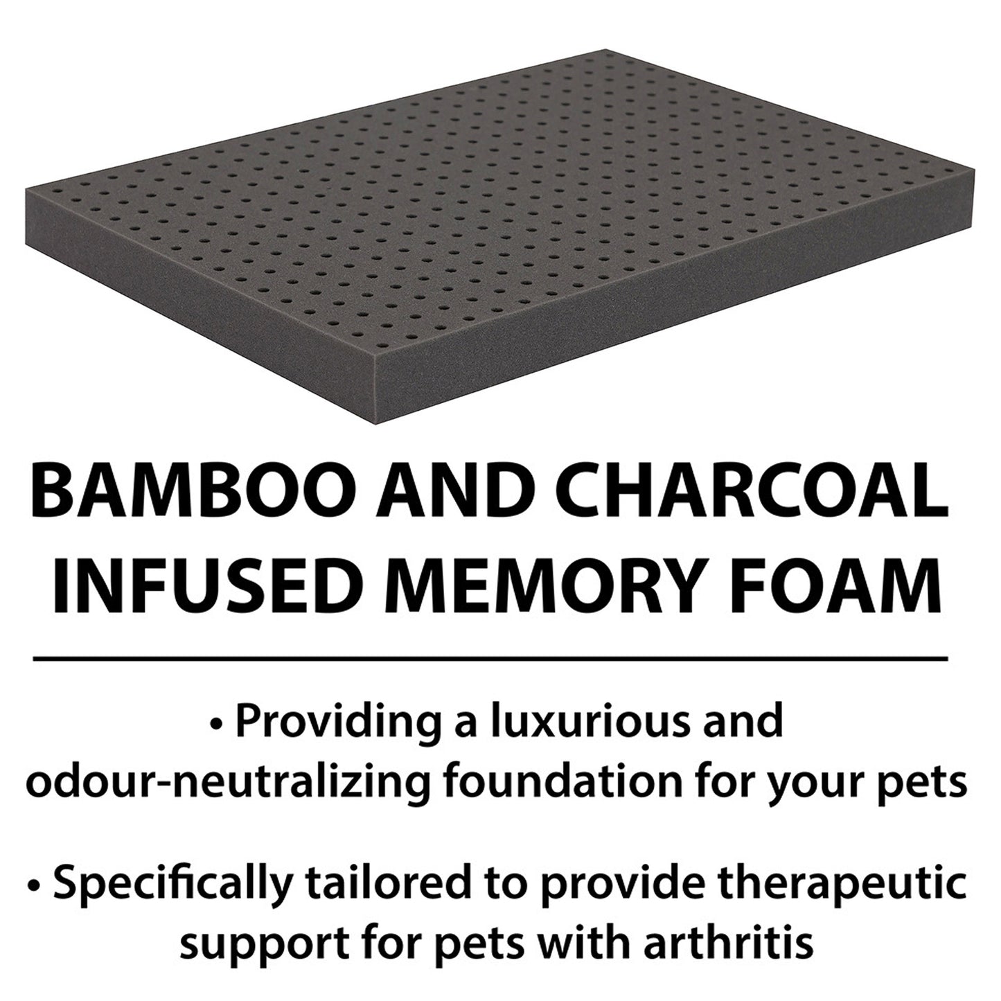 Orthopedic Couch Pet Bed with Egg Crate Bamboo and Memory Foam, Medium - Charcoal