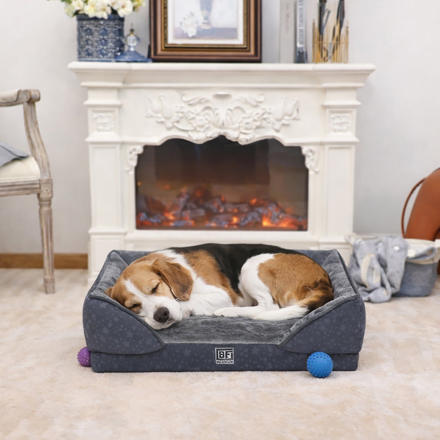 Orthopedic Couch Pet Bed with Egg Crate Bamboo and Memory Foam, Medium - Charcoal