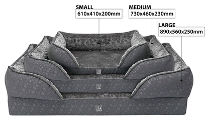 Orthopedic Couch Pet Bed with Egg Crate Bamboo and Memory Foam, Medium - Charcoal