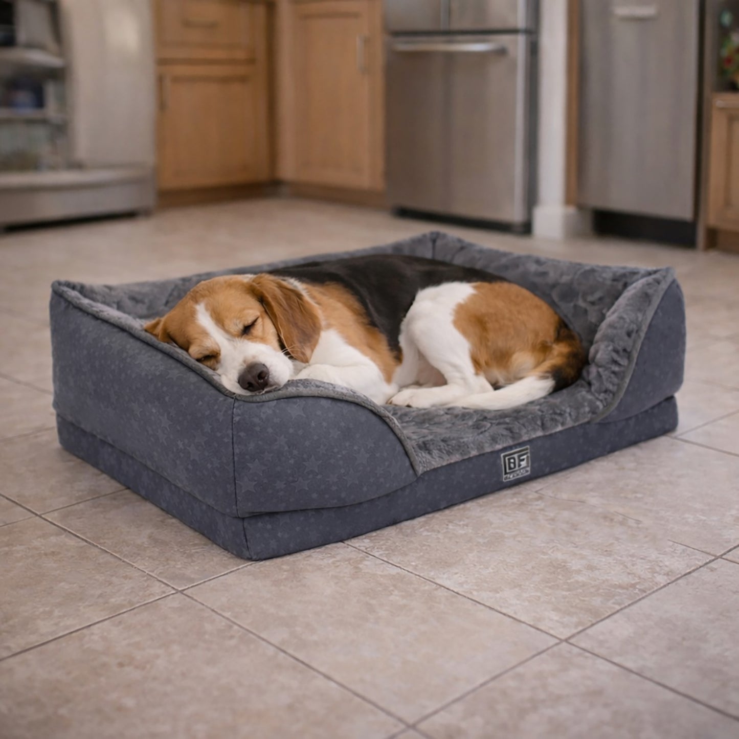 Orthopedic Couch Pet Bed with Egg Crate Bamboo and Memory Foam, Medium - Charcoal