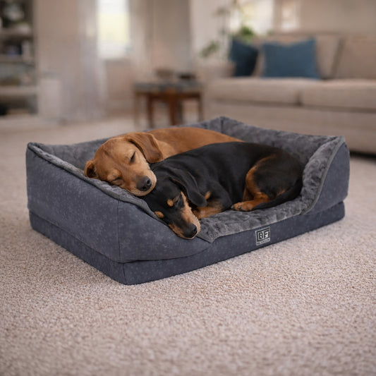 Orthopedic Couch Pet Bed with Egg Crate Bamboo and Memory Foam, Small - Charcoal