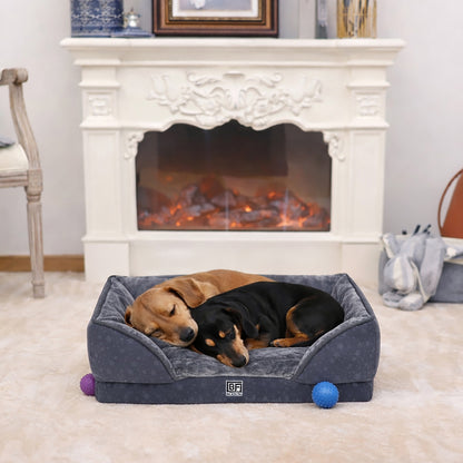 Orthopedic Couch Pet Bed with Egg Crate Bamboo and Memory Foam, Small - Charcoal