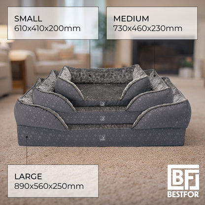 Orthopedic Couch Pet Bed with Egg Crate Bamboo and Memory Foam, Small - Charcoal