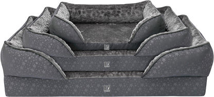 Orthopedic Couch Pet Bed with Egg Crate Bamboo and Memory Foam, Small - Charcoal