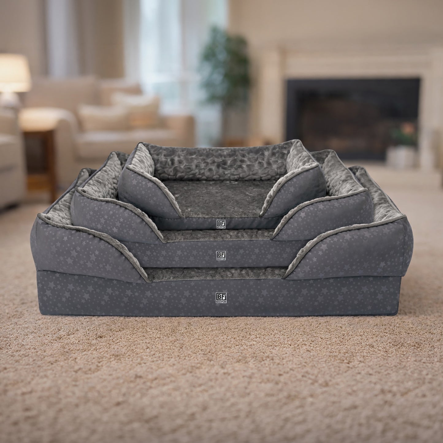 Orthopedic Couch Pet Bed with Egg Crate Bamboo and Memory Foam, Small - Charcoal